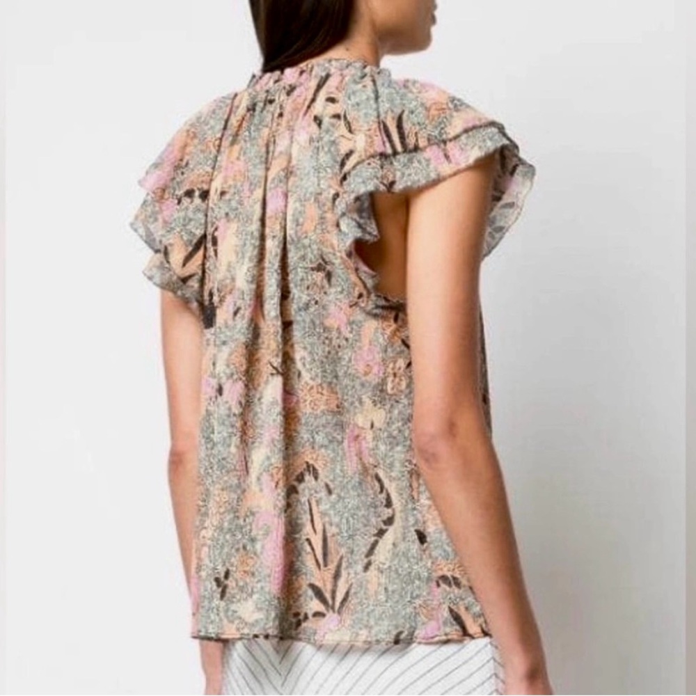 Ulla Johnson Tops | Ida Floral Plissé Top Ivory/Multi Sz 4 - Picture 4 of 10